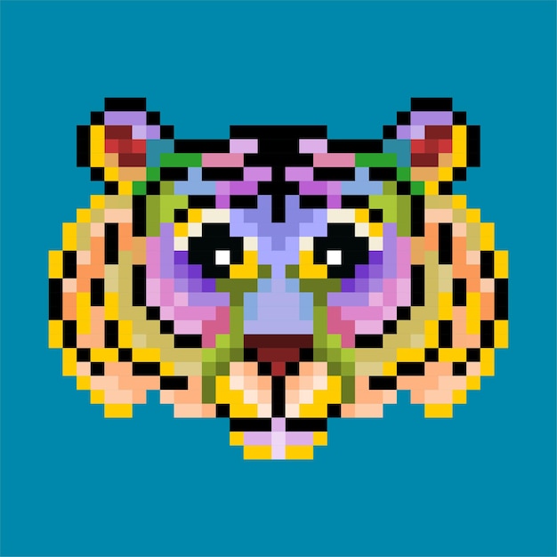 Kleurrijke schattige pixel tijger
