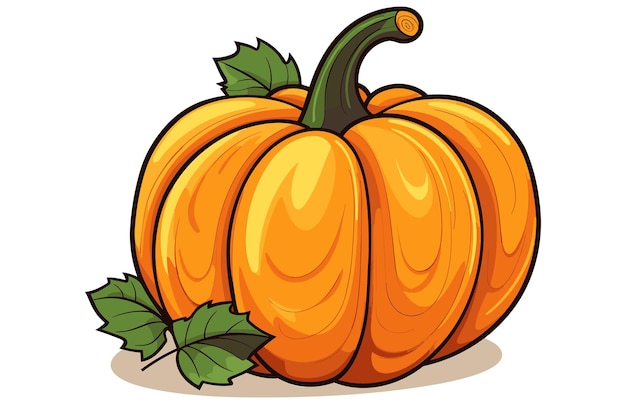 Kleurrijke schattige pompoen vector illustratie Thanksgiving pompoen en herfst bladeren platte vector