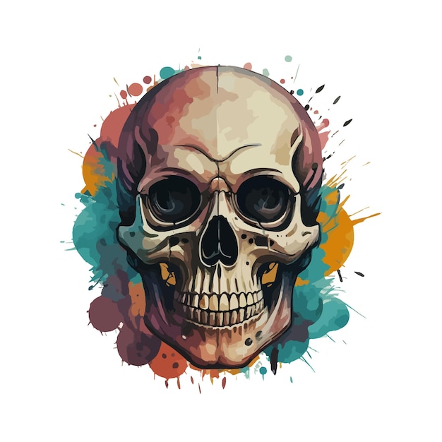 Kleurrijke schedel vector illustraties voor stickers t-shirt design poster