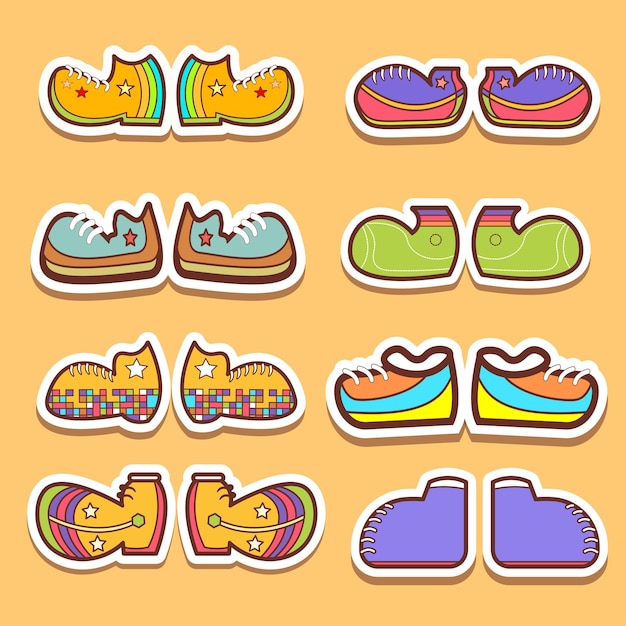 Kleurrijke schoenen instellen Vector. Stijlvolle schoenen. Schoenen pictogram illustratie vector