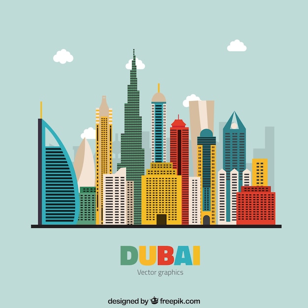 Kleurrijke skyline van dubai