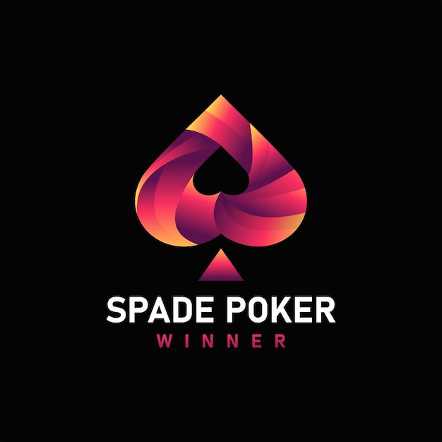 Kleurrijke Spade Poker logo ontwerpconcept.