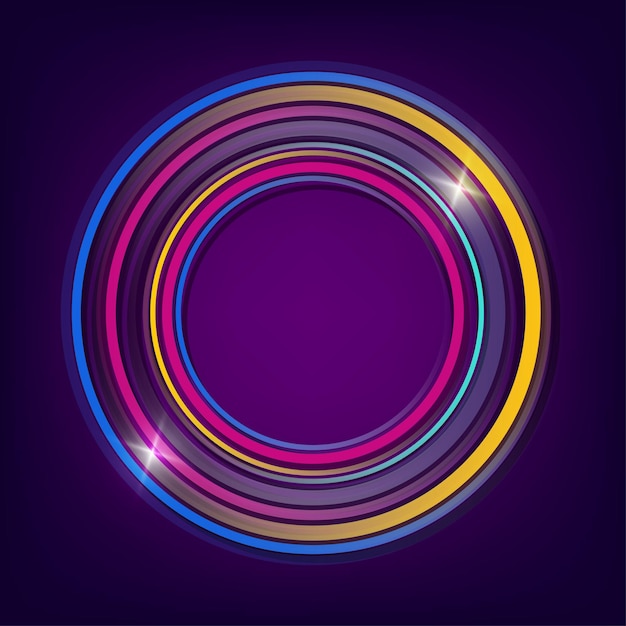 Kleurrijke swirl radiale neon cirkel logo Vector illustratie