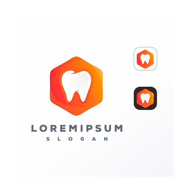 Kleurrijke tandheelkundige in zeshoek logo