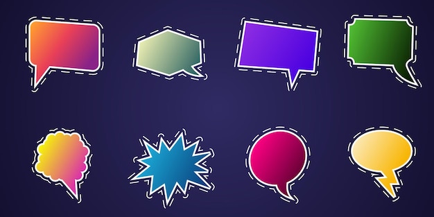 kleurrijke tekstballon chat icoon collectie Vector set communicatie chat bubbels in cartoon stijl