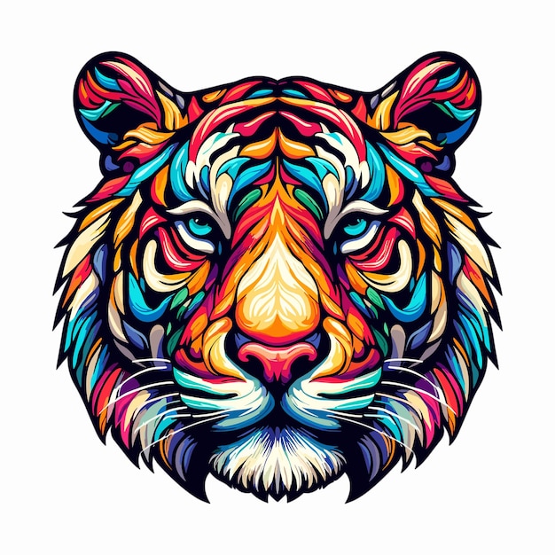 kleurrijke Tiger head vector illustratie witte achtergrond