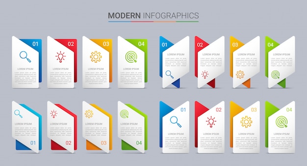 Kleurrijke tijdlijn infographic sjabloon met 4 stappen