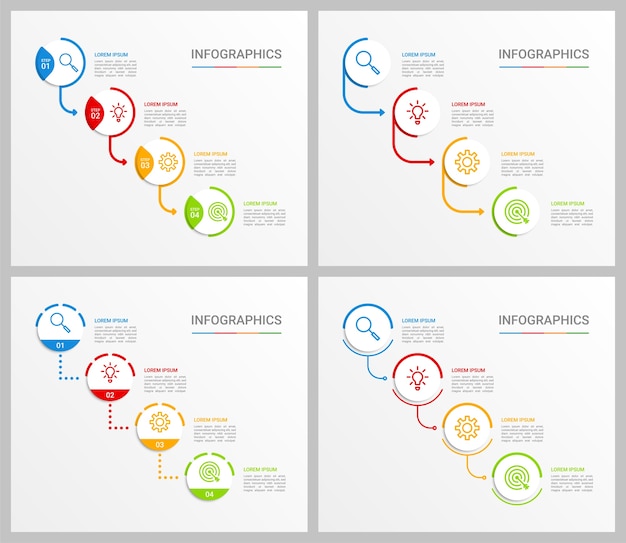 Kleurrijke tijdlijn infographic sjabloon met 4 stappen