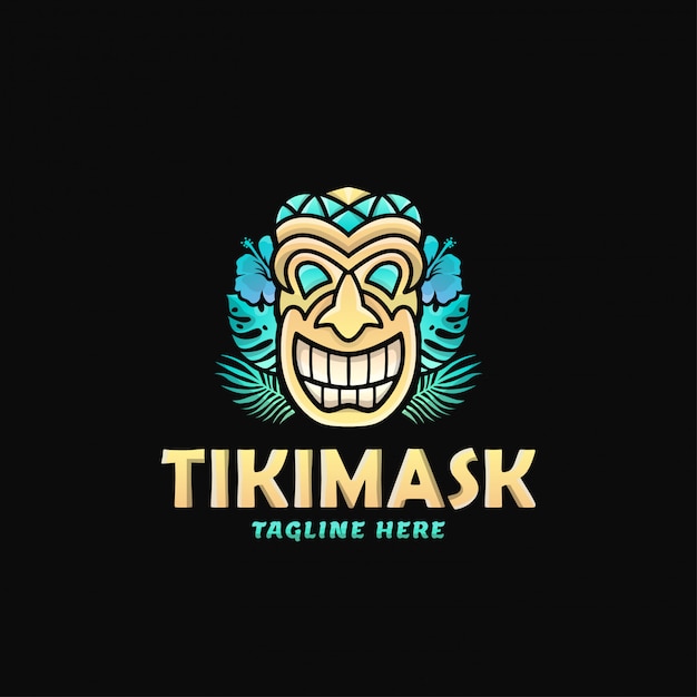 Kleurrijke Tiki Mask Logo Design Vector Illustration