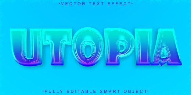 Vector kleurrijke utopia vector volledig bewerkbaar smart object text effect