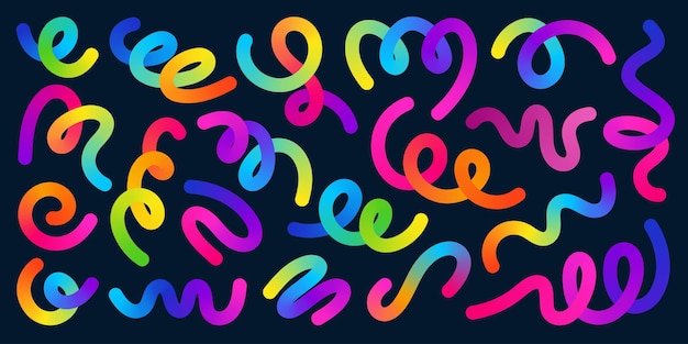 Kleurrijke vector confetti Abstracte achtergrond met gradiëntlijnen 3D viering lint