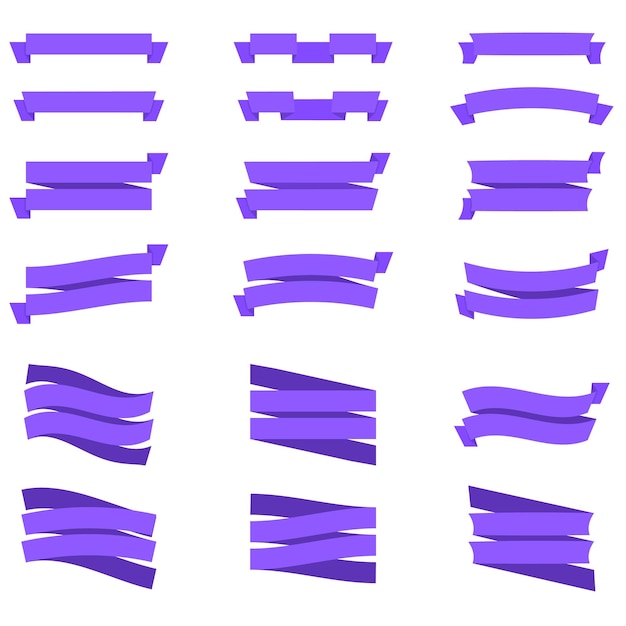 Vector kleurrijke vector lint banners paarse kleur eenvoudig modern schattig design etiketten bladwijzers en tags plat
