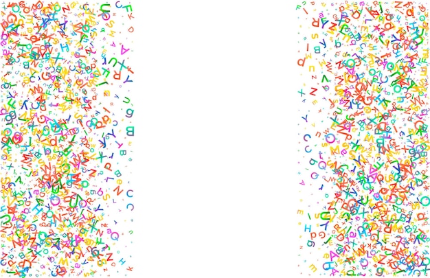 Kleurrijke vectorachtergrond gemaakt van Engelse alfabetletters of tekens in vlakke stijl