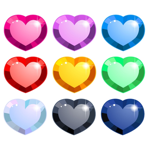 Kleurrijke verzameling hartvormige edelstenen