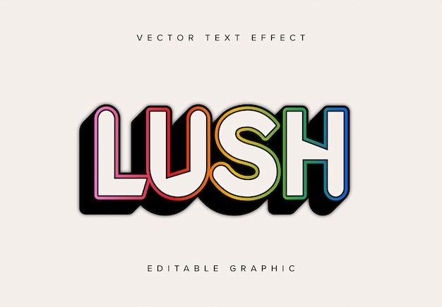 Kleurrijke vetgedrukte omtrek vector teksteffect mockup
