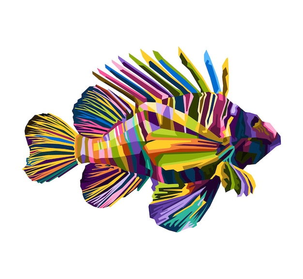 Vector kleurrijke vis pop-art portret illustratie