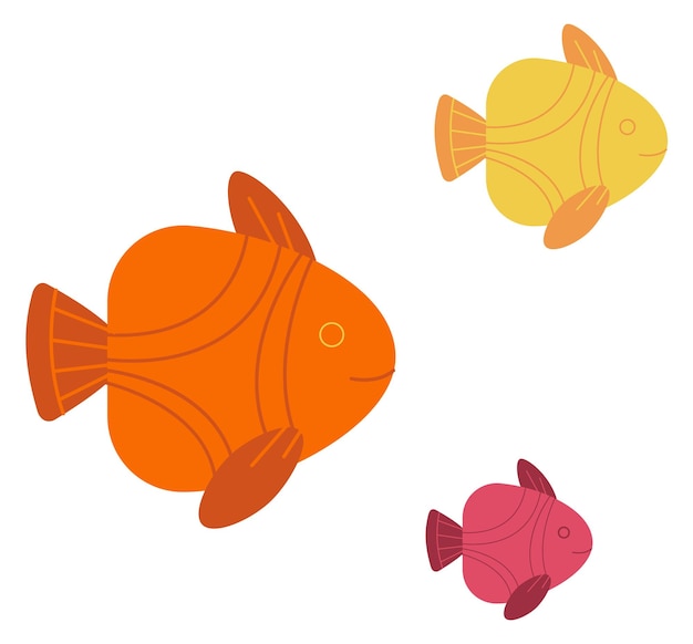 Kleurrijke vissen zwemmen onderwater wild fauna icoon
