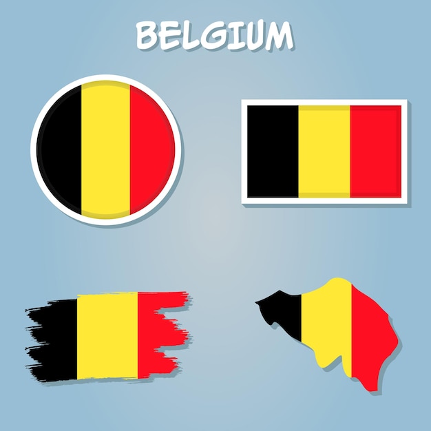 Kleurrijke vlagkaartwijzer en kaart van België in de kleuren van de Belgische vlag