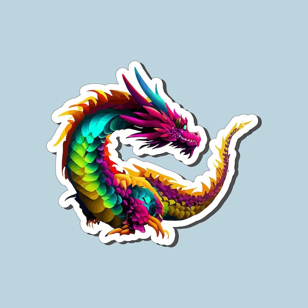 Kleurrijke vliegende draken in cartoon-stijl stickerontwerp voor afdrukken