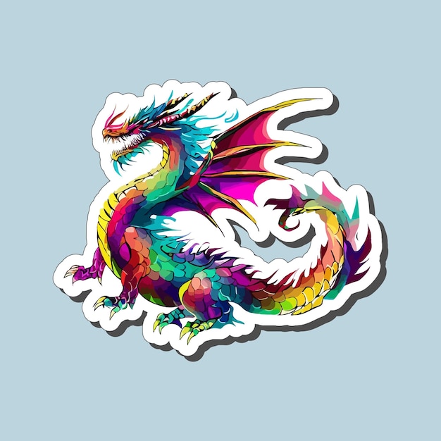 Kleurrijke vliegende draken in cartoon-stijl stickerontwerp voor afdrukken
