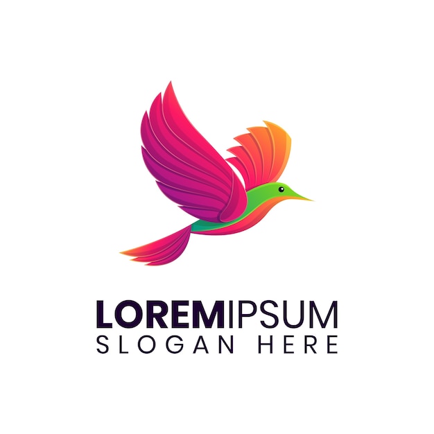 Kleurrijke vliegende vogel logo sjabloon