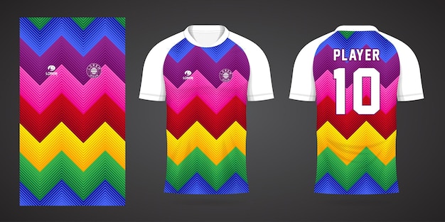 Kleurrijke voetbal jersey sport ontwerpsjabloon