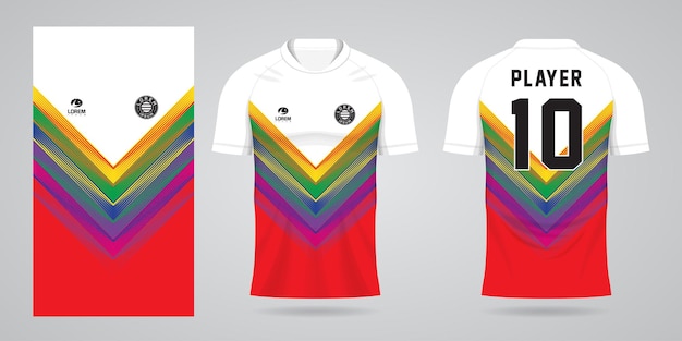 Kleurrijke voetbal jersey sport ontwerpsjabloon