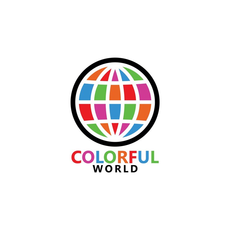 Kleurrijke Wereld Logo Template Design Vector, Embleem, Design Concept, Creatief Symbool, Icon