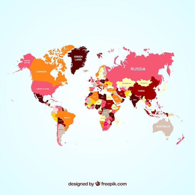 Vector kleurrijke wereldkaart