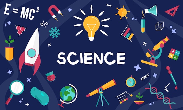 Vector kleurrijke wetenschap onderwijs achtergrond wetenschap doodle achtergrond illustratie
