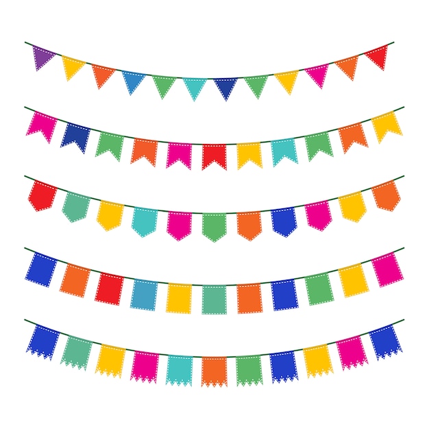 Kleurrijke wimpelbunting collectie
