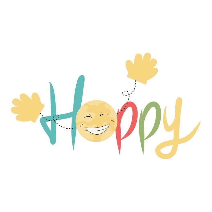 Kleurrijke Word Happy and Smiling Earth Emoji met open armen Vector
