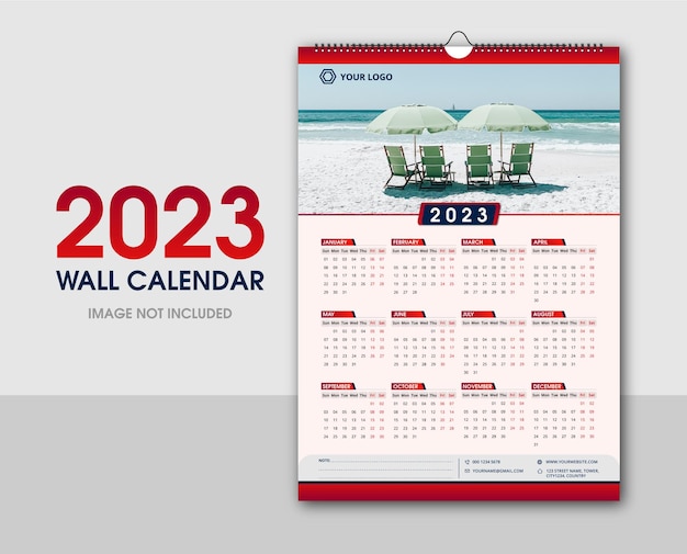 Kleurrijke zakelijke 2023 wandkalender ontwerpsjabloon premium vector