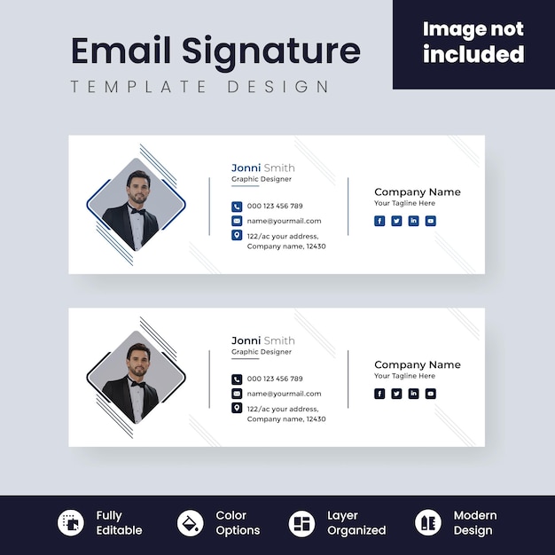 Kleurrijke zakelijke e-mailhandtekening sjabloon vector lay-out modern en minimaal ontwerp