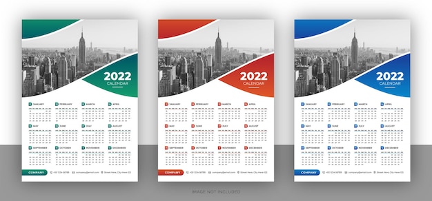 Kleurrijke zakelijke wandkalender ontwerpsjabloon voor het nieuwe jaar