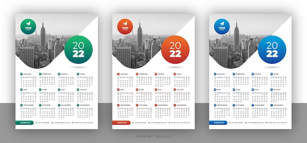 Kleurrijke zakelijke wandkalender ontwerpsjabloon voor het nieuwe jaar