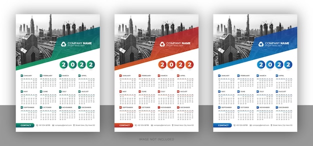Kleurrijke zakelijke wandkalender ontwerpsjabloon voor het nieuwe jaar