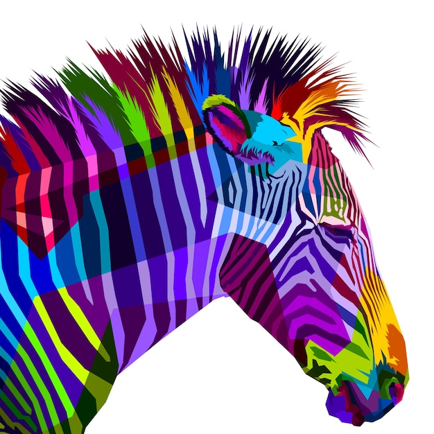 Vector kleurrijke zebra geïsoleerd op een witte achtergrond