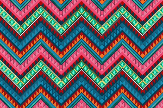 Kleurrijke zigzag vintage azteekse etnische geometrische oosterse naadloze traditionele patroon. ontwerp voor achtergrond, tapijt, behangachtergrond, kleding, inwikkeling, batik, stof. borduurstijl. vector.