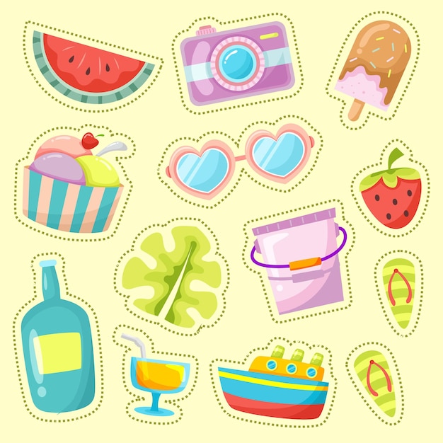 Kleurrijke zomerstickerset