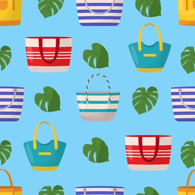 Kleurrijke zomertassen voor dames naadloos patroon Kleurrijke boodschappentassen voor dames