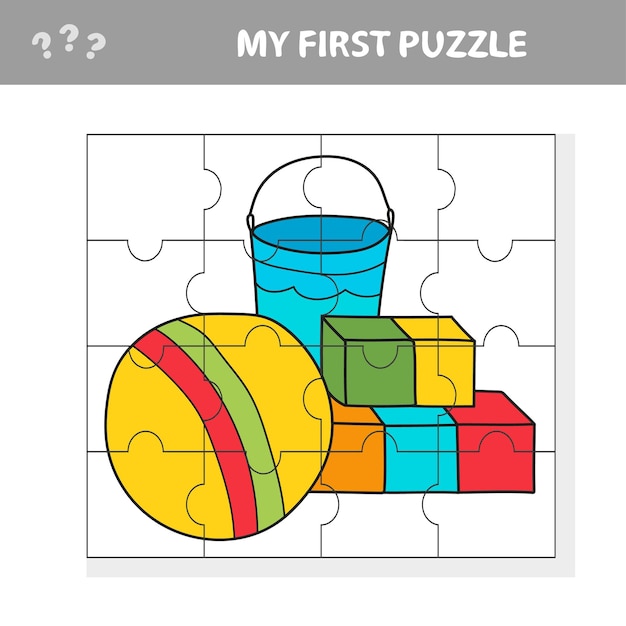 Kleuterschool kinderachtig speelgoed, vector. Legpuzzel voor kinderen