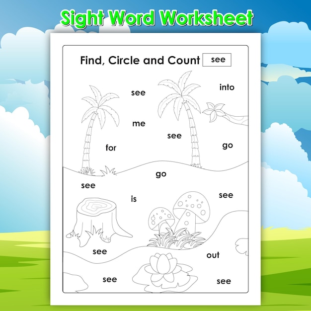 Kleuterschool zicht woord oefenen ochtendwerkblad