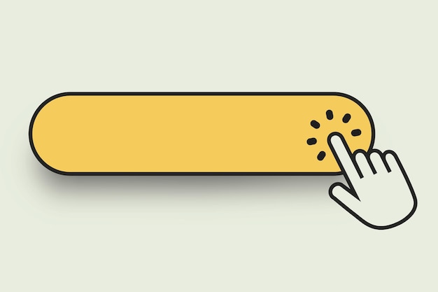 Klik hier knop met hand te klikken icoon