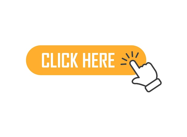 Klik hier op banner icoon in platte stijl E-commerce vector illustratie op geïsoleerde achtergrond Shopping sign business concept
