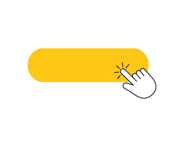 Klik hier op lege webbanner knop met actie hand vector