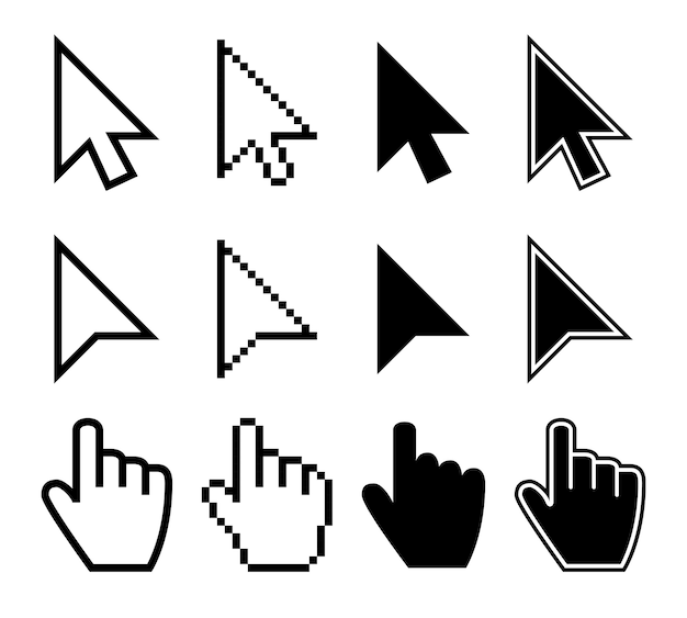 Vector klik muis cursors, computer vinger wijzers vector set