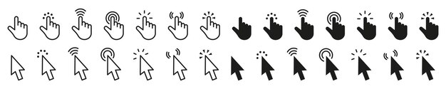 Klik op cursor iconen set Set van Hand Cursor iconen klik en Cursor icons klik