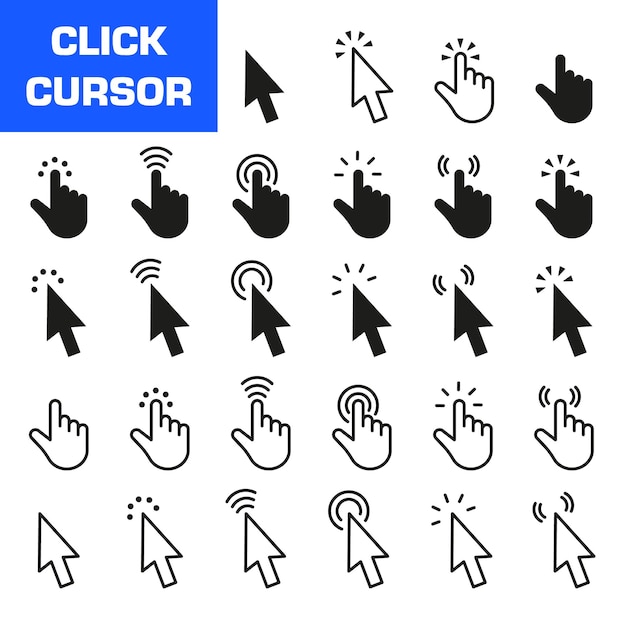 Klik op cursor iconen set Set van Hand Cursor iconen klik en Cursor icons klik