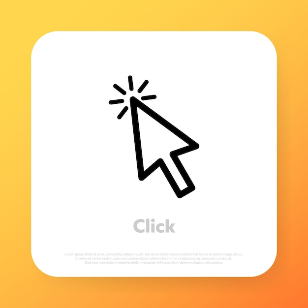 Vector klik op het aanwijzerpictogram. cursorlijnpictogram. vector. klik op pijl. cursor pictogram vectorillustratie. aanwijzerpictogram